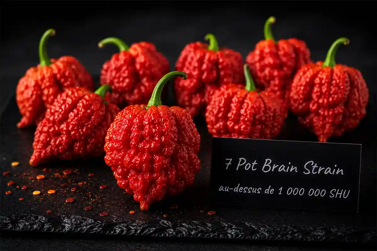 7 Pot Brain Strain rouge à la surface plissée comme un cerveau